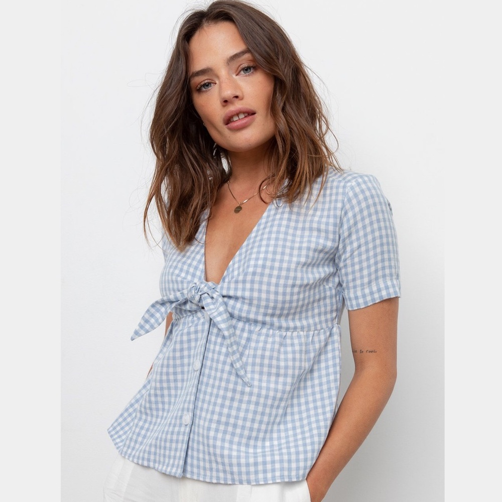 Rails - Sky Gingham Short Sleeve Top